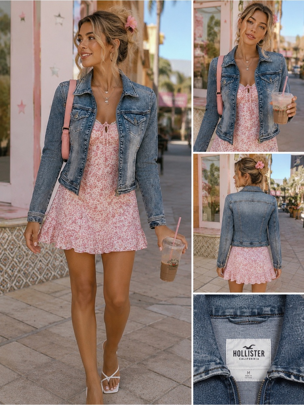 Hollister Y2K Mall Goth Zip Denim Jacket Medium Acid Wash Jean Jacket